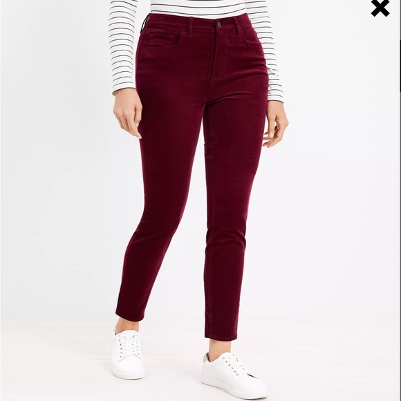 NWT Ann Taylor LOFT High Rise Skinny Corduroy Pants in Burgundy, Women’s Size 26 - Picture 2 of 8